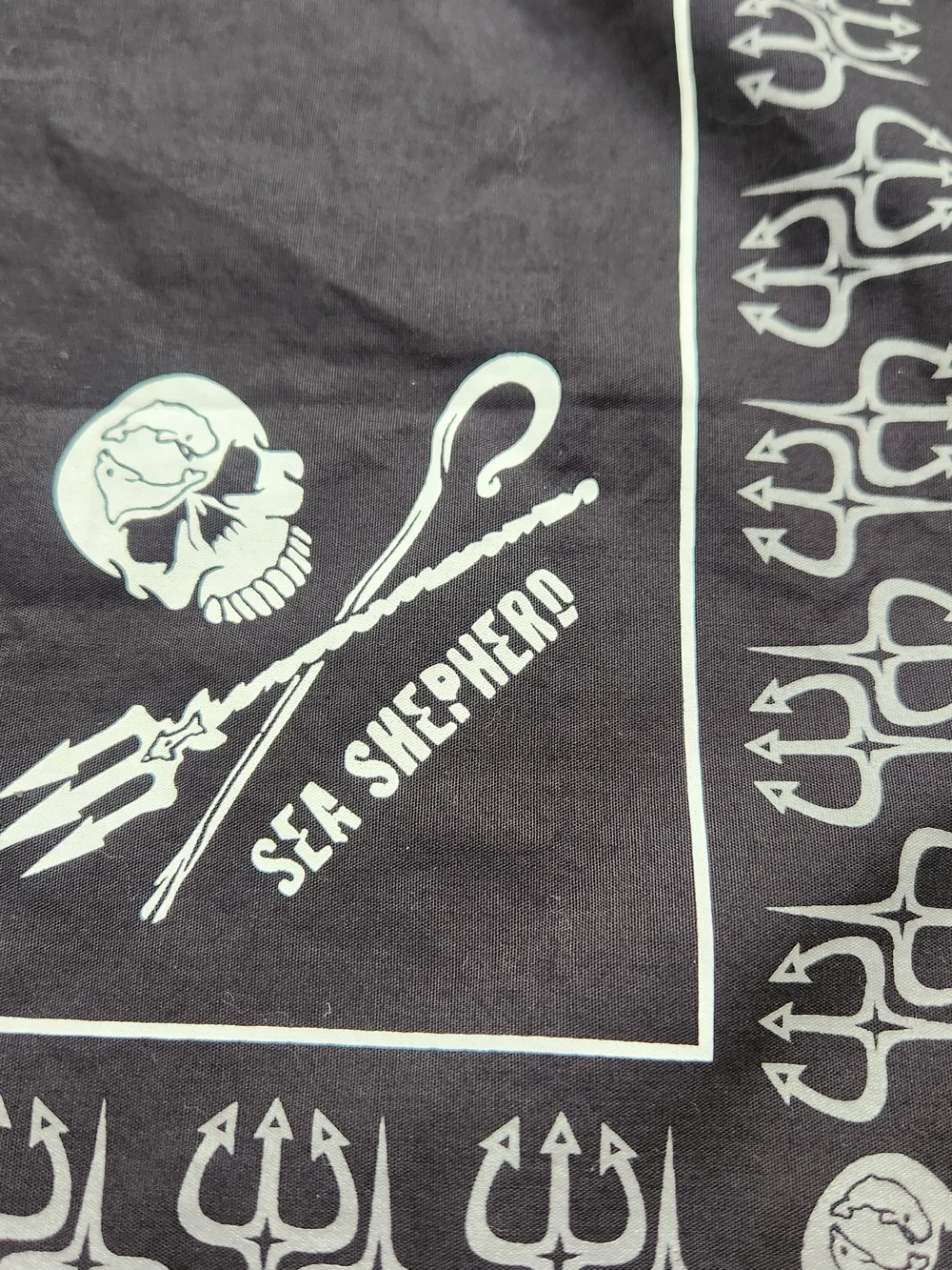Sea Shepard Unisex Cotton Bandana Black Skull Print Punk Rock